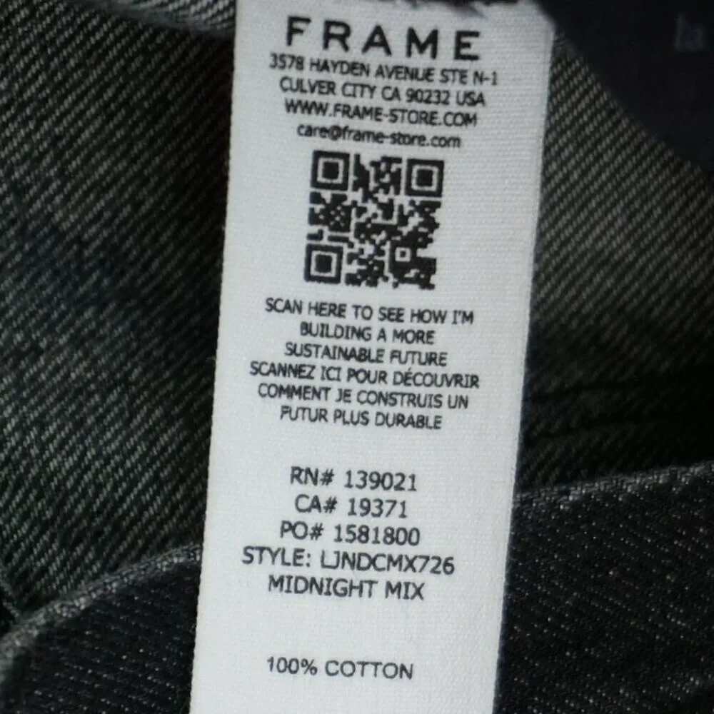 FRAME Women's Jeans Le Jane Jeans Midnight Mix Black Coated Wide Leg size 27 - Picture 16 of 16